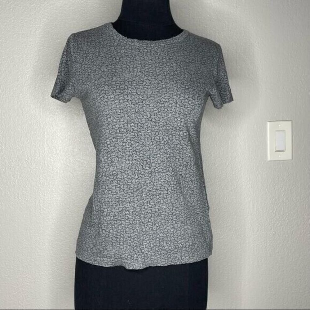 Grey Crew Neck Short Sleeve T-Shirt with Stars All Over Size XS
